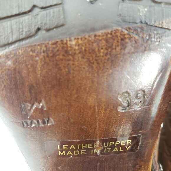 Anna Capri Italy Brown Suede Studs Mule Clog Shoes - Picture 8 of 12